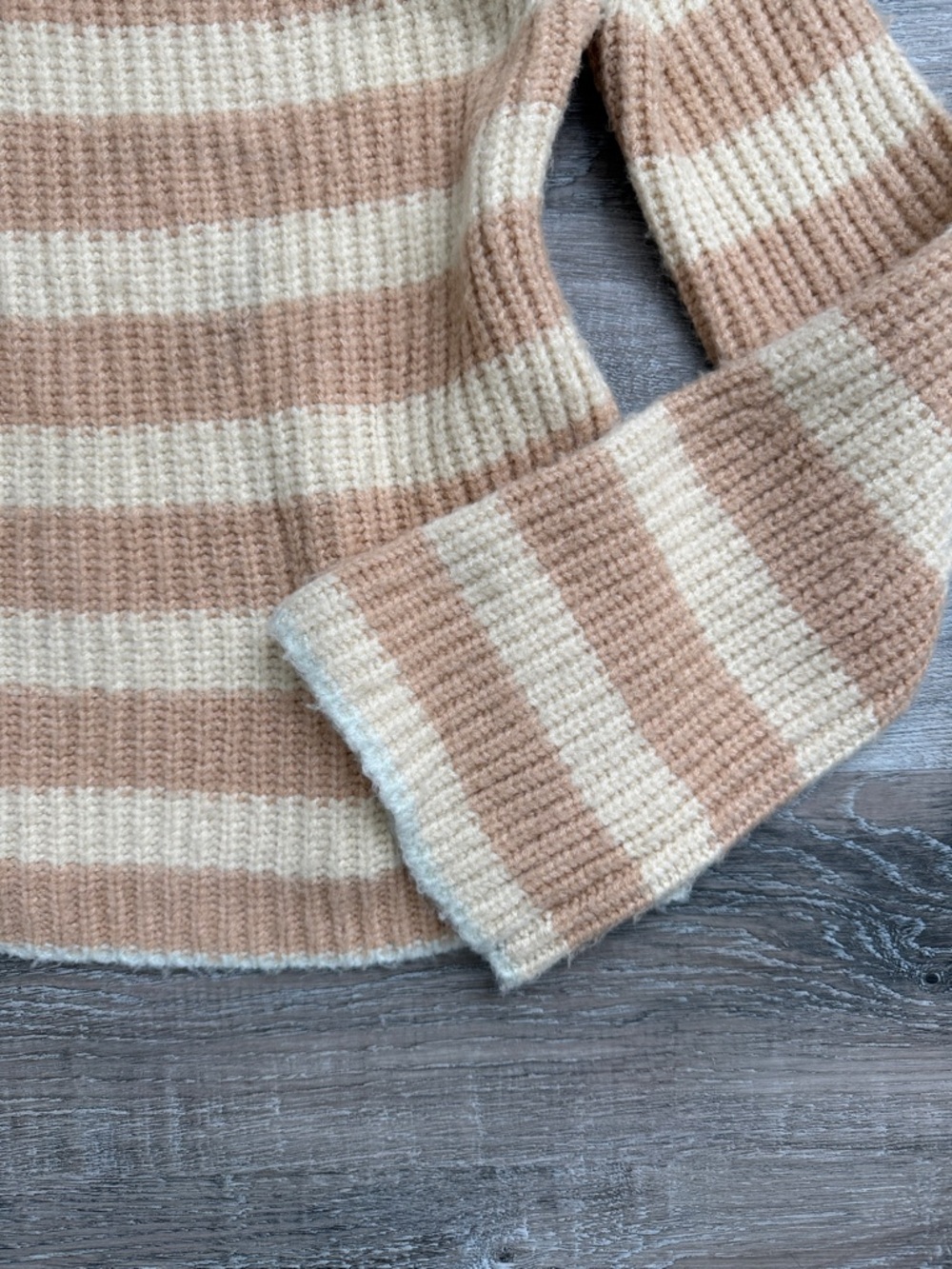 MAEVE Striped Mock Neck Sweater in Beige and Cream SZ XS - Picture 4 of 7